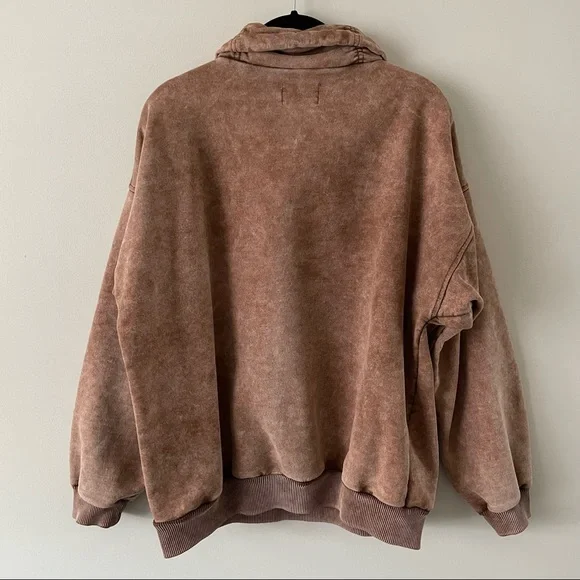 Vintage Fuzzy Stone Wash Native Art Brown Sweatshirt Womens Medium - Picture 3 of 5